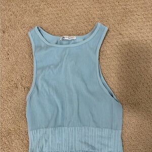 Zara Blue Ribbed Women's Tank Top